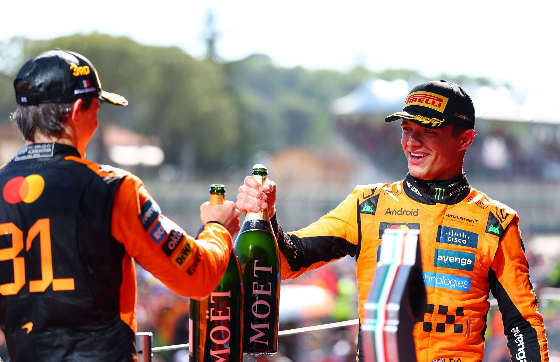 Oscar Piastri (L) and Lando Norris (R) at the F1 Grand Prix of Emilia-Romagna - Source: Getty